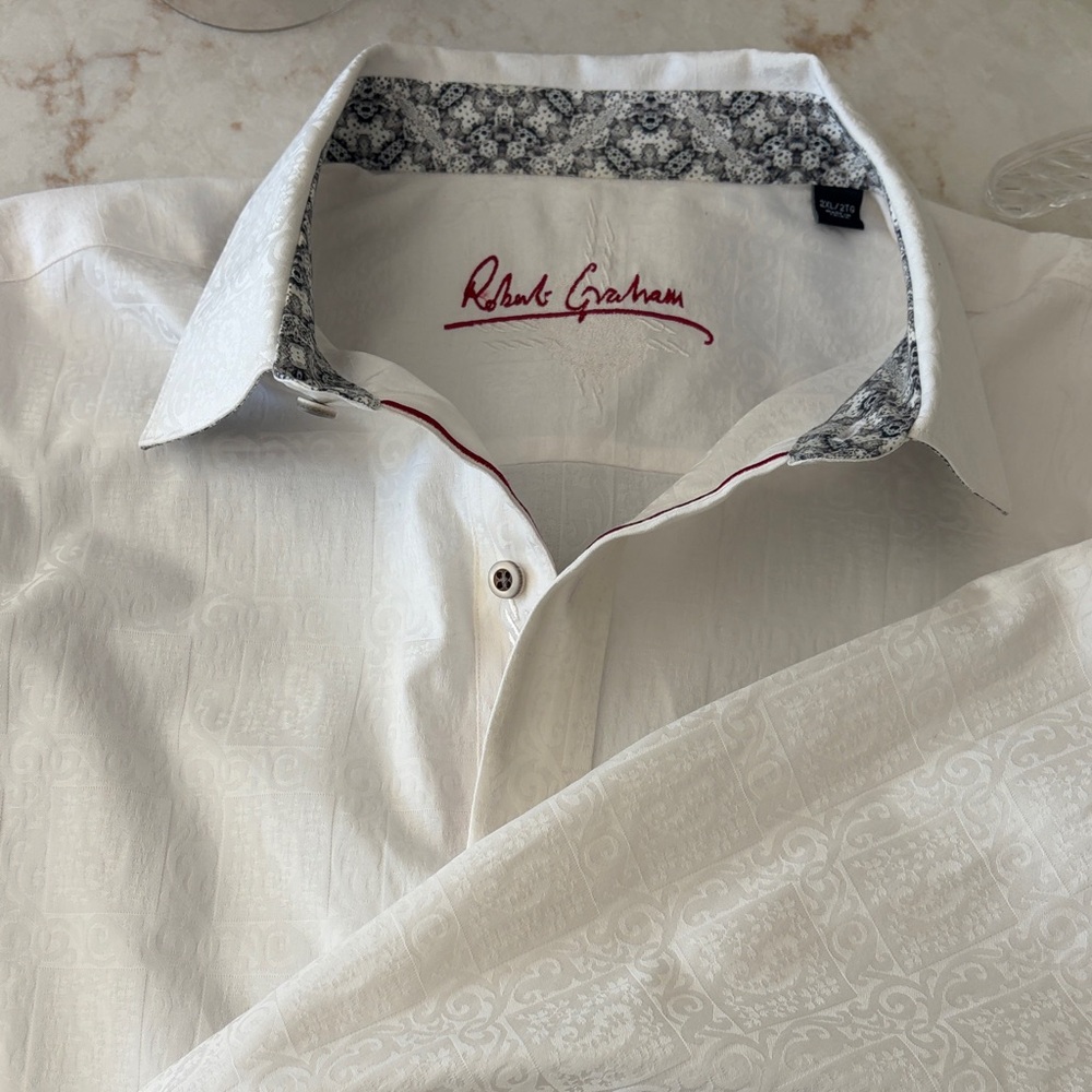 Robert Graham White Textured Men's Shirt 2XL worn once!